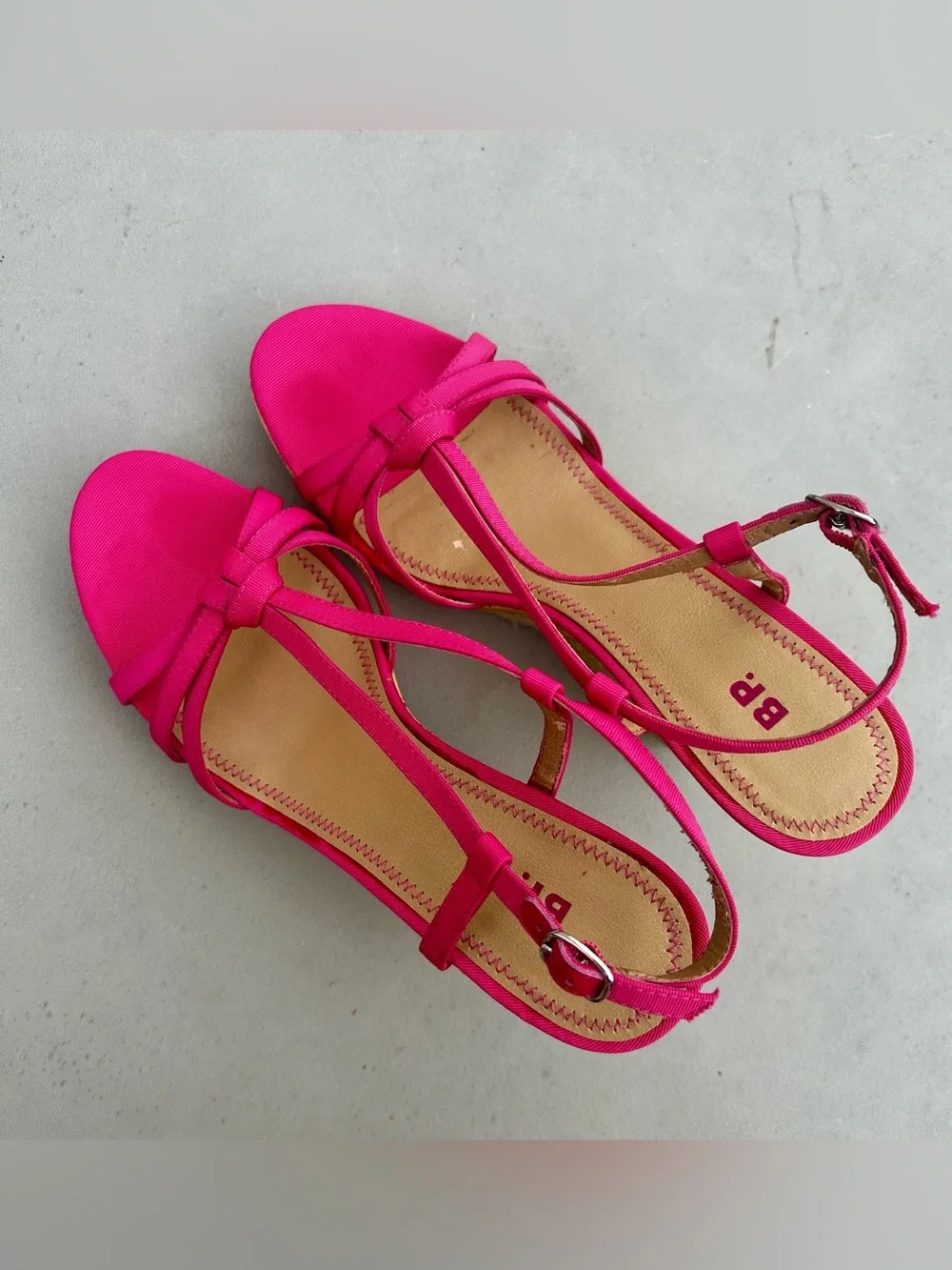 BP Hot Pink Cork Platform Wedges Stella Sz.7.5